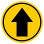 Circular Arrow Floor Sticker - Black Arrow, Yellow Background - Diameter of 300mm