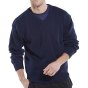 V-Neck Sweater Thick Acrylic Material Ribbed Waistband-Cuffs Navy Blue XL