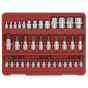 TRX-Star Socket & Security Socket Bit Set 38pc 1/4", 3/8" & 1/2"Sq Drive Sealey Part No. AK6197