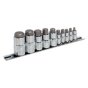 Hex Socket Bit Set 10pc Stubby 1/4", 3/8" & 1/2"Sq Drive Sealey Part No. AK6229