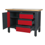 Workstation with 3 Drawers & Cupboard Sealey Part No. AP1372B