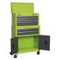 Topchest & Rollcab Combination 6 Drawer with Ball Bearing Slides - Hi-Vis Green/Grey Sealey Part No. AP2200BBHV