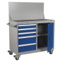 Industrial Mobile Workstation 5 Drawer & 1 Shelf Locker Sealey Part No. API1103A