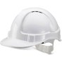 Economy Vented Safety Helmet ABS Shell Plastic Harness & Sweatband White