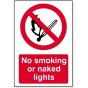 No Naked Lights Sign 240x360mm Foamex 3mm for Hazardous Areas