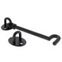 150mm 6" - Traditional Cast Cabin Hooks for securing doors or gates Black