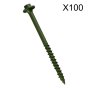 7.0 x 75mm Hex Head Drive TimberScrews, Green Organic Finish (pack of 100)
