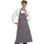Chefs Butchers Bib Apron 100% Polyester Anti-Tangle Ties Navy/White 34x40