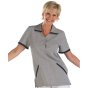 Ladies Check Tunic Poly/Cotton 2 Stud Neck Fastening/Pockets Black/Wht XL