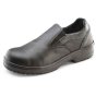 Ladies Slip On Shoe with Leather Upper & Steel Toe Cap Black Size EU 35/02