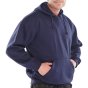 Hooded Sweatshirt Poly/Cotton Fleece Pouch Pocket Ribbed Cuff Navy Blue XXL