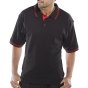 Click Polo Shirt Poly/Cotton Fabric Lined Neck Seam Two Tone Black/Red SML