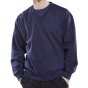 V-Neck Sweatshirt Poly/Cotton Fleece Inner Ribbed Cuffs/Waist Navy Blue M