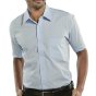 Classic Shirt Poly/Cotton Short Sleeve Stiff Collar & Pocket Sky Blue 14