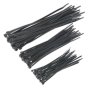 Cable Ties Assorted Sizes 100-200mm Black Nylon - Pack of 75