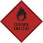 Diesel UN1202 Hazard Warning Diamond Label 100mm x 100mm - Self Adhesive