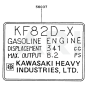 Kawasaki FZ340D Engine Label