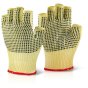 Reinforced Fingerless Glove Medium Weight Ex-Density Yarn Latex Dotted Grip 10