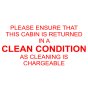 Self Adhesive Label - Return Cabin In Clean Condition
