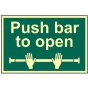 Push Bar To Open - Photoluminescent 300 x 200mm by Scan - 1584