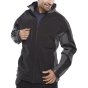 Soft Shell Jacket Fleece Lined Water/Windproof Fabric 2-Tone Black/Grey L