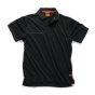 Scruffs Worker Polo Shirt - Button Collar easy care black fabric Size Large