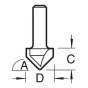 C044 x 1/4 TCT Chamfer V Groove 45ᄚ 6.0 x 12.7mm by Trend - C044X1/4TC