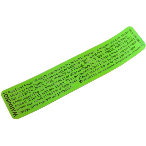 Instruction Label for Stihl MS170, MS180, MS210 Chainsaws - 0000 967 3630