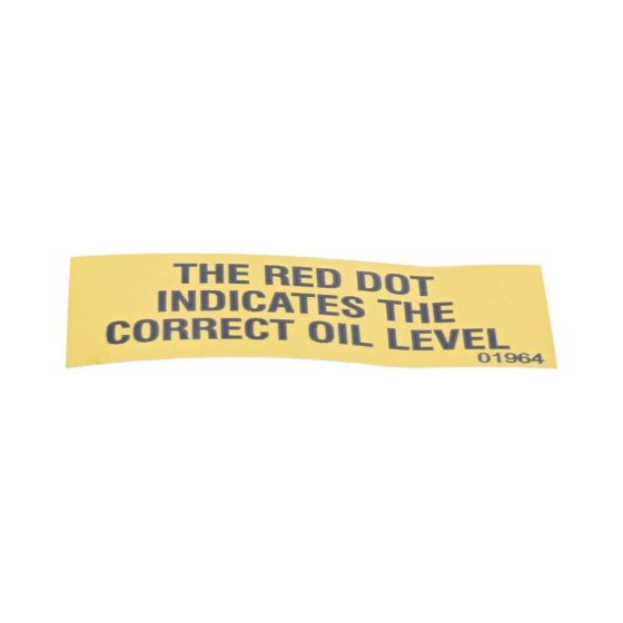 Oil Level Label for Belle Bulldog, Major 20-140X, Midi 20-140 Power Packs - 01964