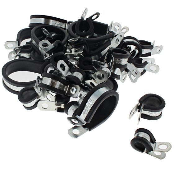 Rubber Lined P-Clips, JCS, Sizes 6-35mm, Assorted Pack of 30