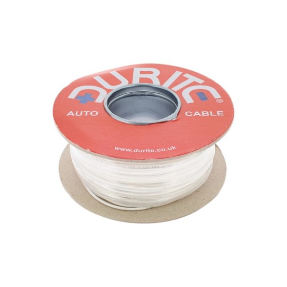 White Single-Core Thin-Wall PVC Auto Cable - 1mm x 100m - 0-932-07