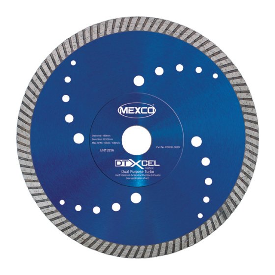 Mexco 180mm Diamond Blade Dual Purpose-Turbo XCEL Grade