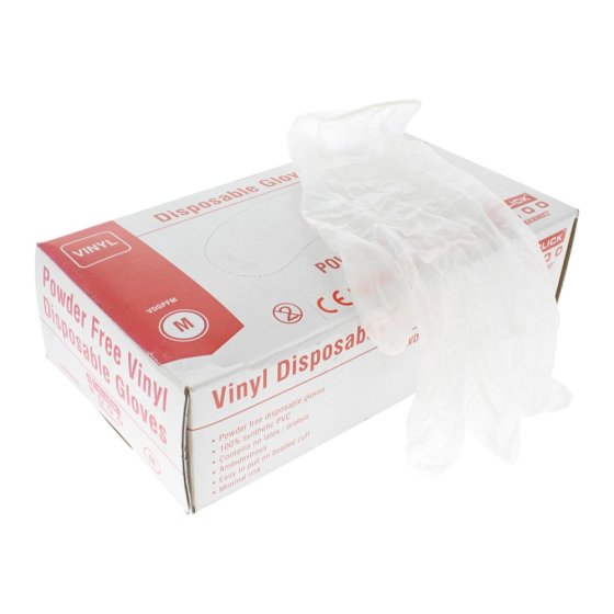 White Vinyl Disposable Gloves Medium 100 Pack