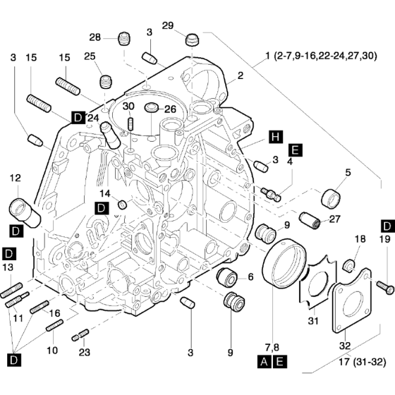 Crankcase Assembly for Hatz 1D42