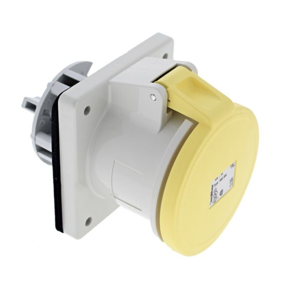 IP44 63a Straight Panel Socket 110v - Yellow