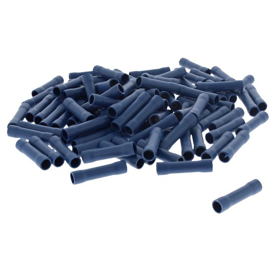 Butt Connector Blue 2.5mm Diameter Electrical Fitting - 100 Pack