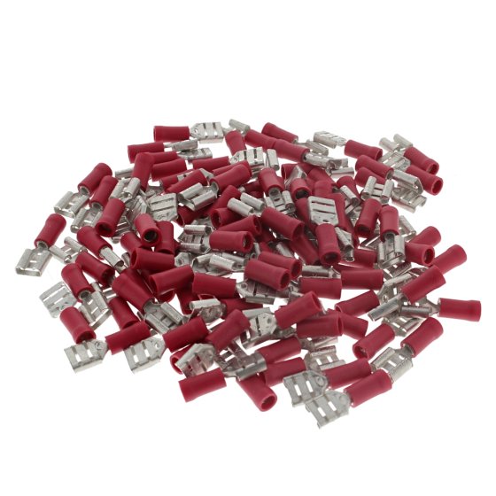 Red 6.3mm Female Spade Terminal, 100 Pack