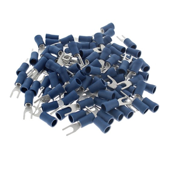 Blue 3.5mm (4BA Narrow) Fork Terminal, 100 Pack