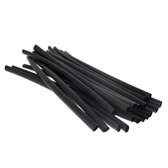 Heat Shrink Tubing, Colour: Black - Size: 6.4mm x 200mm - 20 Pack