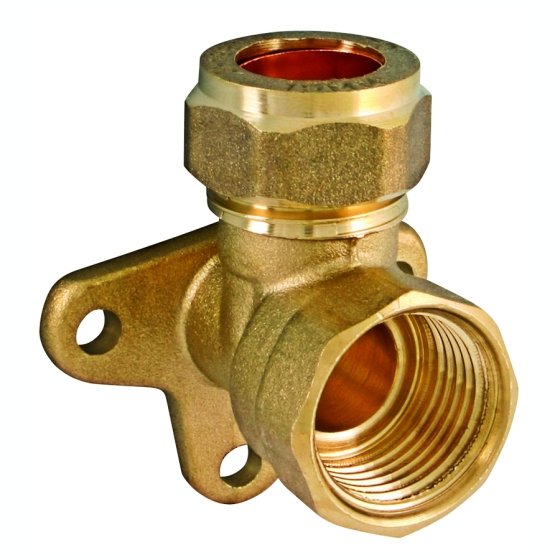 15mm Compression to 1/2" Female Brass Wallplate Elbow for 1/2" Babcock Tap