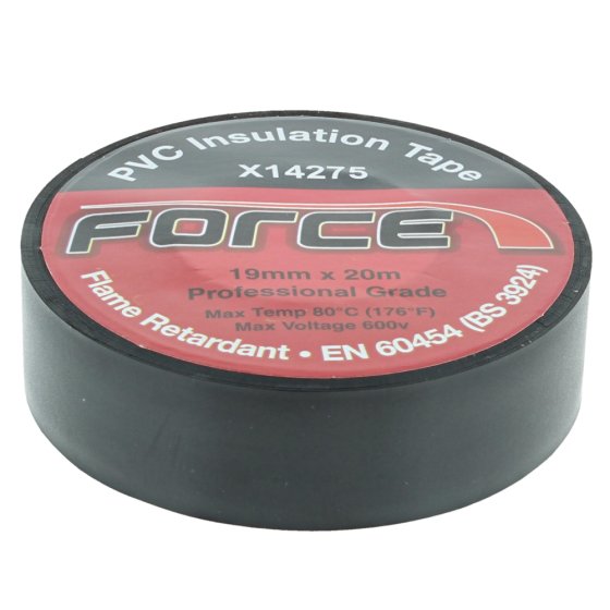 Black PVC Insulation Tape - 19mm x 20m Rolls (Sold Individually)