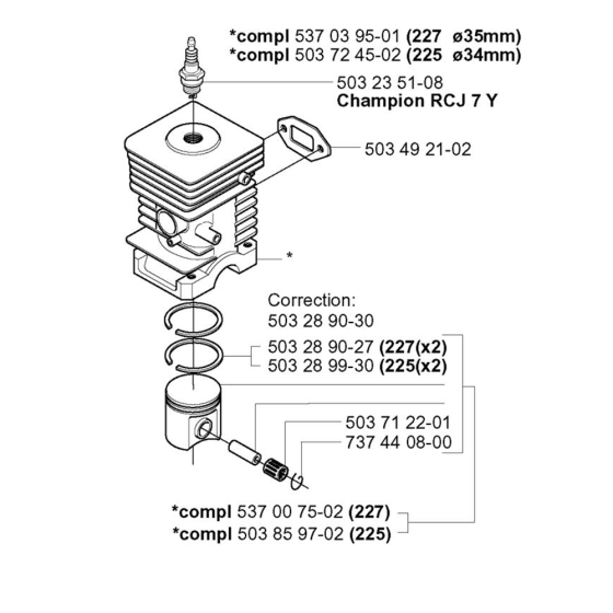 Cylinder Piston for Husqvarna
