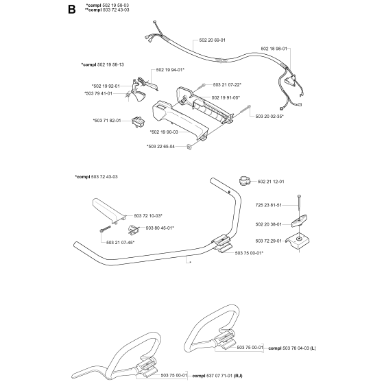 Handle & Controls for Husqvarna 227RJ