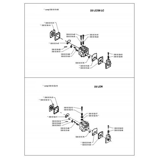 Carburetor for Husqvarna 23 LCN