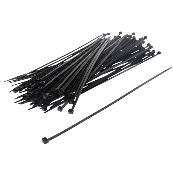 Cable Ties 4.8mm x 300mm Black Nylon 100 Pack