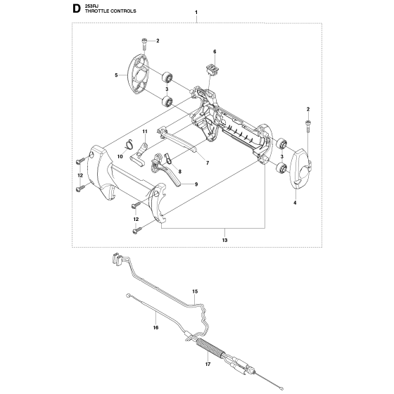 Throttle Controls for Husqvarna 253RJ