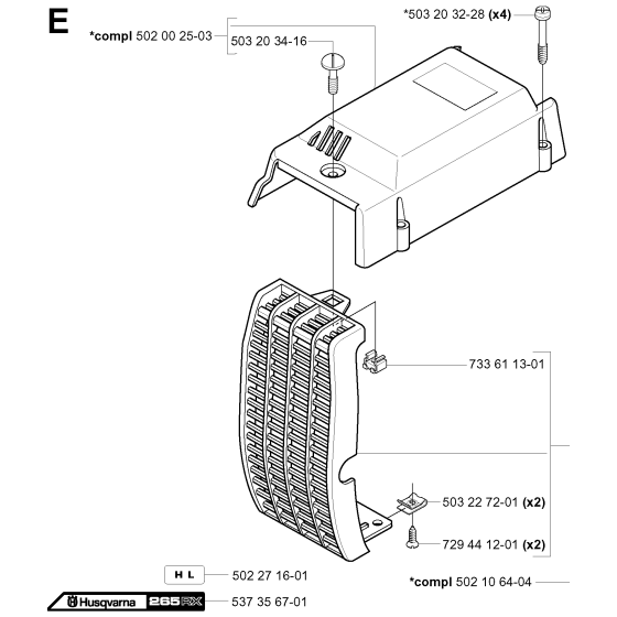 Cylinder Cover for Husqvarna 265RX