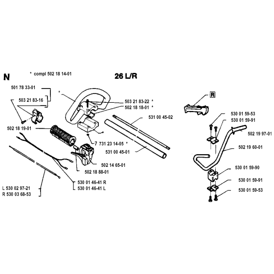 Handle & Controls for Husqvarna 26R