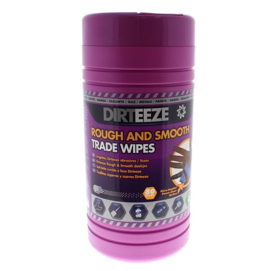 Dirteeze Rough and Smooth Trade Wipes - 80 Wipes - Suitable for Oils, Metals, Paints