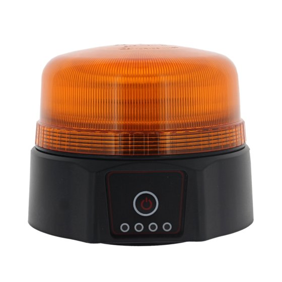 LED Rechargeable Amber/Orange Flashing Beacon (Low Profile) - Magnetic Fixing